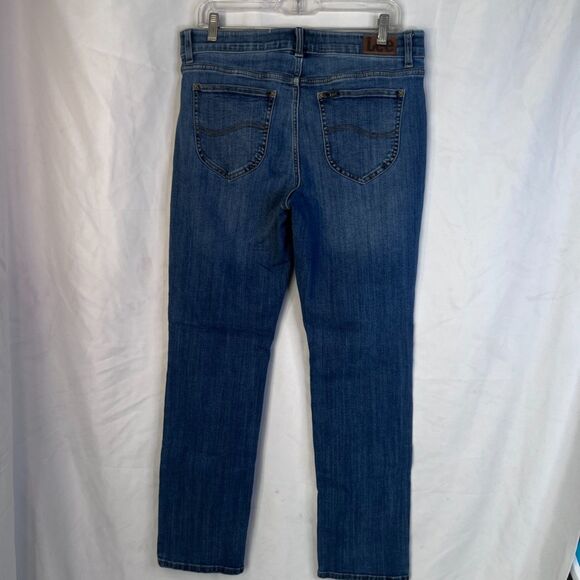 LEE Regular Fit Mid Rise Straight Leg Denim Jeans Flex Motion Size 14M Casual - Picture 2 of 9